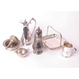 Silver plate to include trays, candlesticks, teapot, coffee pot and further items