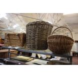 A cane work pic-nic-hamper well fitted and two cane work baskets, modern