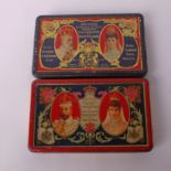 Two souvenir tins J S Fry, George V coronation and Edward VIII visit to Bristol (1908), both with