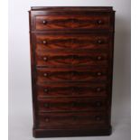 A French mahogany semanier with seven drawers 160cm high, 100cm wide