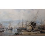 E JefferyHarboursideWatercolourSigned and dated, 1866, lower right34 x 59cm; together with two