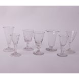 Glass: a collection of fourteen hand blown cordial and liquor glasses most engraved, 19th century
