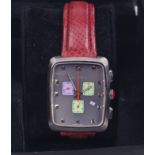 Paul Smith, a stainless steel chronograph oblong quartz wrist watch, ref; PS 44/03475, the matt