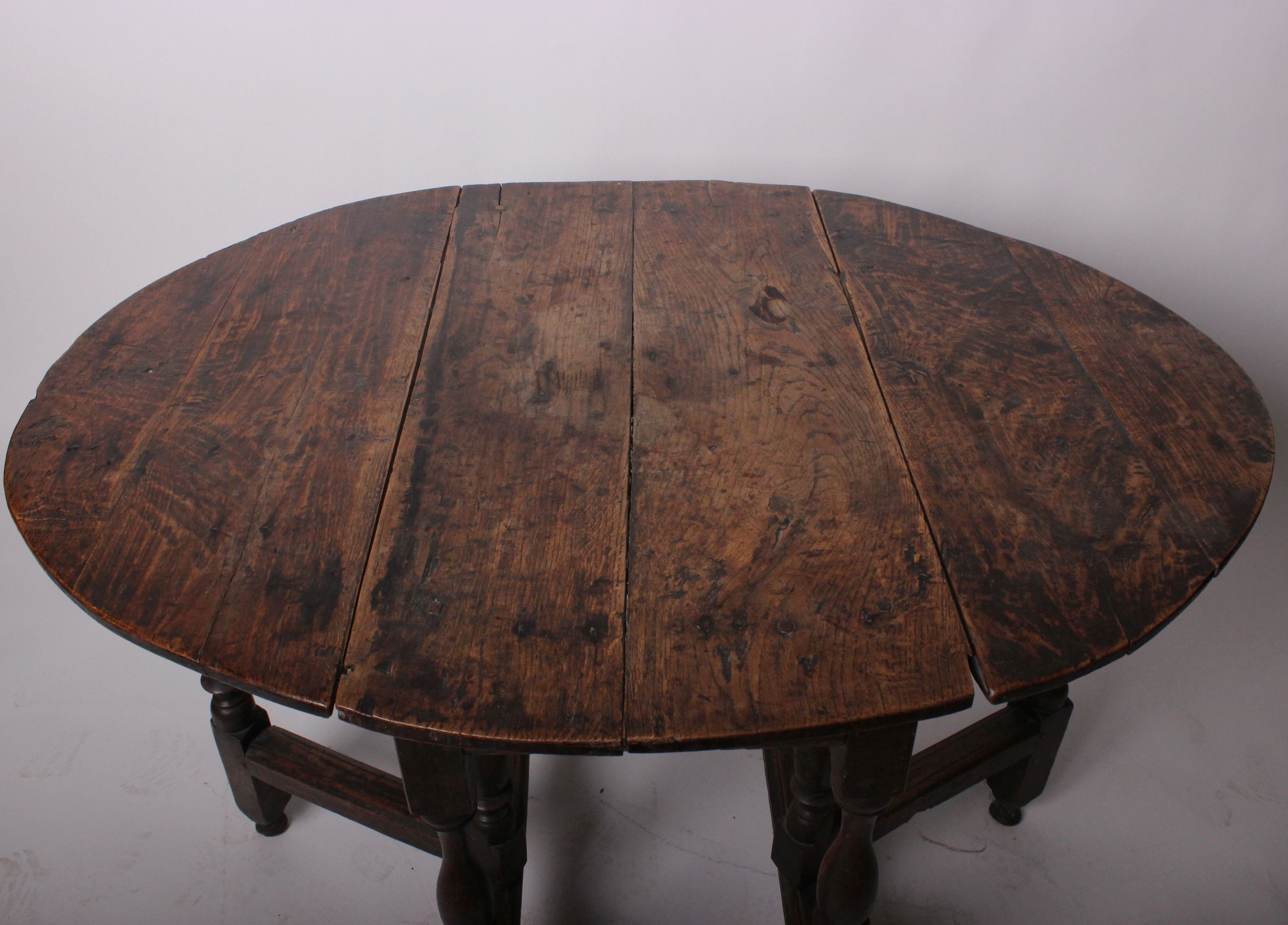 An oak gateleg dining table, 18th century and later. Top 117 x 91cm - Image 2 of 2