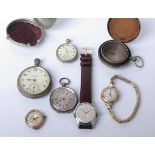 A small collection of watches including two early 20th century lady’s 9ct gold cased wrist