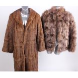 A fox fur jacket; a Maxwell Croft of Bath musquash coat, a pale coloured musquash coat and a dark