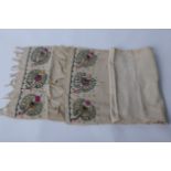 A late Ottoman 19th Century Turkish fine linen fringed towel, with an embroidered reversible