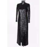 A 1970s Lanvin Haute Couture full length, long sleeved black sequin dress, with back zip fastening