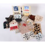A mixed lot of buttons to include glass, novelty and uniform examples, and a quantity of ribbons,