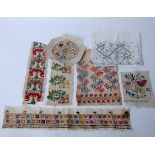 A quantity of mid 19th and early 20th Century Ottoman embroideries; to include an ecru and grey