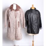 A 1960s pale taupe coloured sheepskin coat; a 1950s Musquash full length coat, a 1970s coney fur