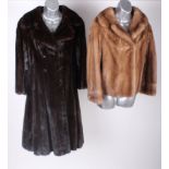 A 1960s Dominion Furs pale mink fur jacket, and a 1970s dark mink fur coat (2)