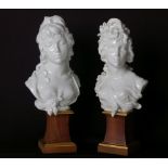 'Night and Day' - A pair of Royal Worcester porcelain busts by Arnold Machin, Limited Edition 213/