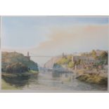 A signed colour print of Clifton Suspension Bridge, K S Todd, 43 x 63cm, together with two further