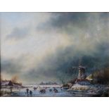 Margaret Lisle, 20th CenturyDutch Winter LandscapeOil on boardSigned lower right23 x 29cmTogether