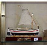 Model: a Spanish fishing boat fully rigged, on stand. Trophy for 58 Rally Costa Brava 2010, 33cm