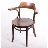 An early 20th Century Thonet bentwood armchair, bearing label to underside