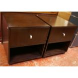 A pair of cube bedside cabinets each with single drawer (60cm wide, 66cm high) together with a