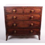 A 19th Century mahogany and crossbanded chest with two short and three long drawers on outswept feet