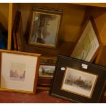 Ten framed pictures including some watercolour and pastels (pigeonhole)