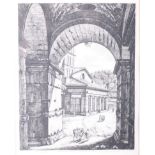 A group of four early 19th century Rossini etchings depicting ancient Roman sites, including the