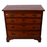 An 18th century walnut bachelors chest, brushing slide four long drawers, bracket feet 83 cm high 90