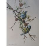 Edwin Penny (b1930)'Blue Tits'WatercolourSigned lower leftLabel verso34 x 23cm This lot may be