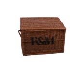 A Fortnum & Mason's wicker hamper bearing initials