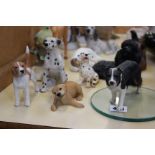 A collection of resin models of dogs (modern) and other animals including a Beswick prancing pony,