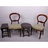 A pair of George IV mahogany balloon back chairs and two 20th century oak side tables