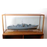 A Royal Naval motor torpedo boat model (World War II) in glazed case, ‘MTB 621’, bearing plaque '