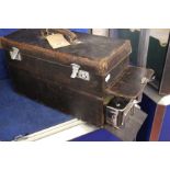 A leather medical case containing instruments and sterilisers used by midwives circa 1930/40's, case