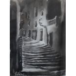 A SalasA Street scene of PalmaSigned lower left and dated, '5732 x 42cm Together with a framed