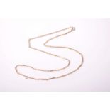 A 9ct gold belcher and bar link necklace, 89cm long, 17.2g