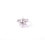 A platinum and diamond solitaire ring, the cushion-shaped old cut diamond approx. 2.80cts, rub-
