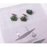 Ed Weiner, a pair of silver and green hardstone cufflinks and a matching clip brooch, each oval