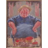 20th Century SchoolA butcher at work Oil on boardUnsigned35 x 25cm