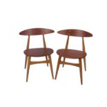 A pair of Carl Hansen two colour walnut and oak yoke back side/dining chairs, serial no's 201373 and