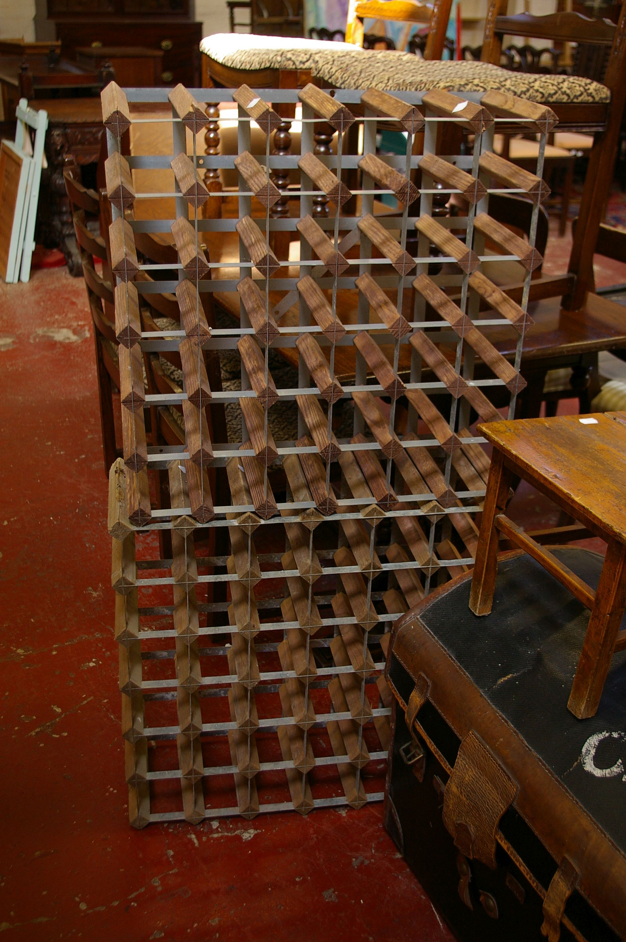 A pair of wine racks