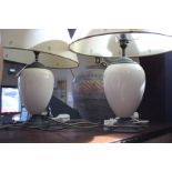 Three contemporary table lamps with shades (sold as parts)