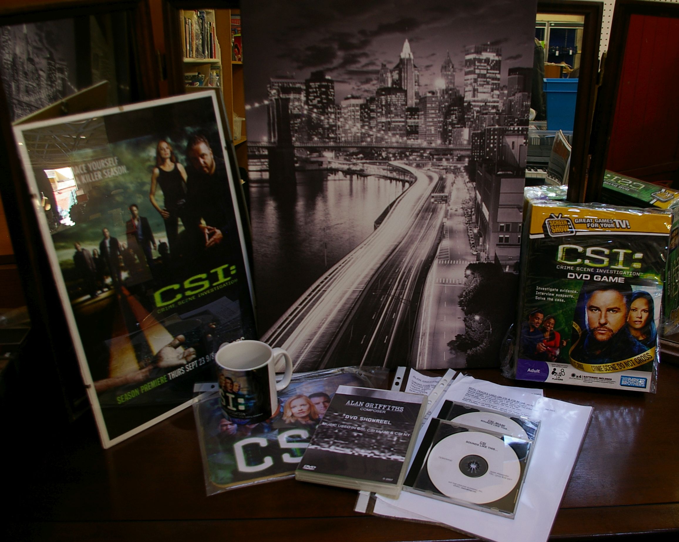 Details of Alan Griffith’s credits for music in CSI programmes, with a collection of CSI