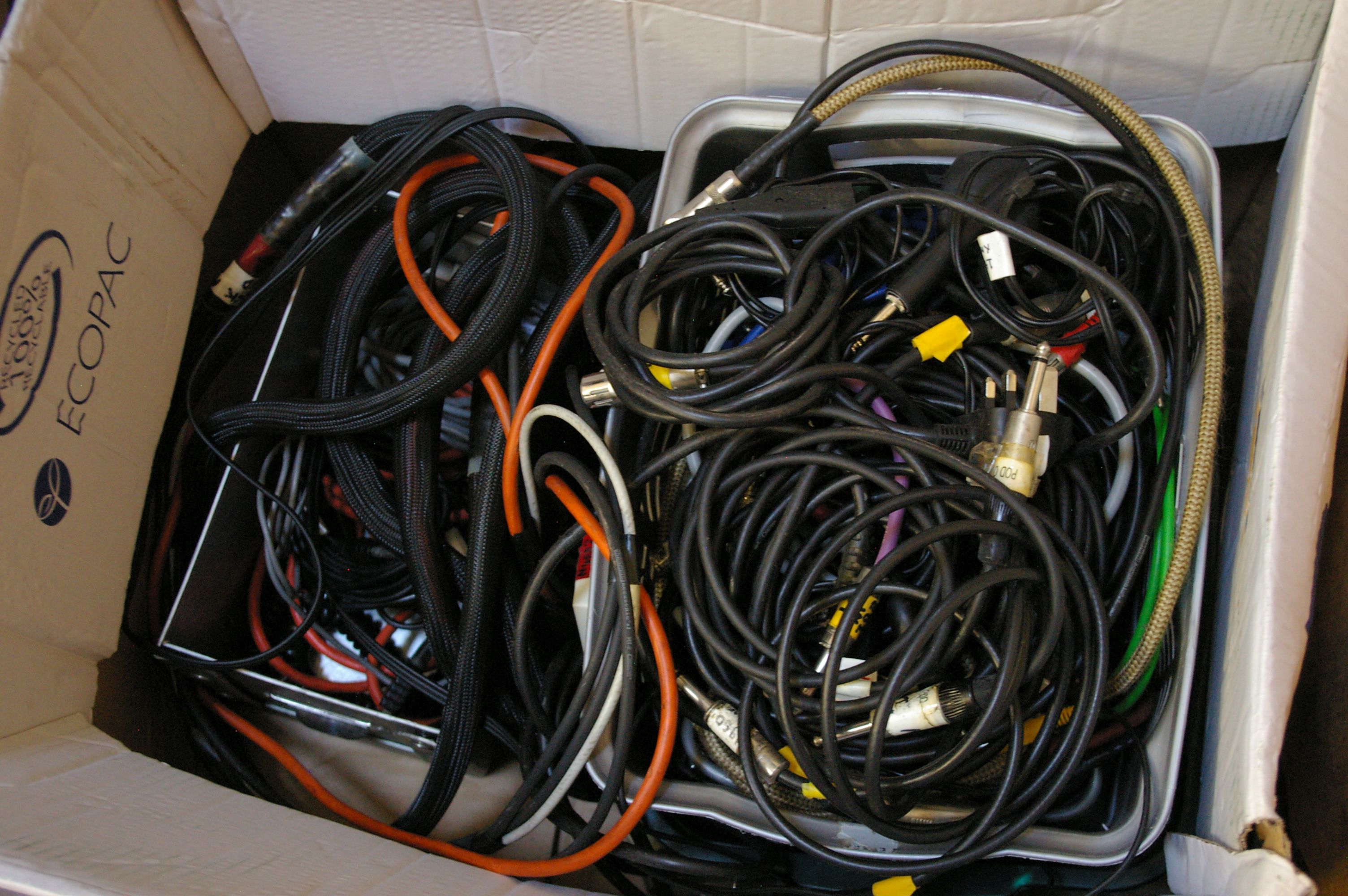 A large quantity of electrical leads for amplifiers, speakers and related equipmentProvenance: