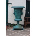 A Regency style garden urn in a Verdi bronzed style finish, 160cm high