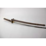 A Japanese officers sword (katana) grip with shark skin covering and braid binding, standard