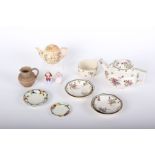 A part teaset of Royal Doulton old Leeds Sprays, two Royal Doulton bowls, two Royal Worcester candle