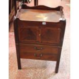 A George III mahogany and inlaid tray top night commode, circa 1790, 76cm high, 54cm wide, 44cm