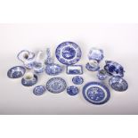 A collection of blue and white china including Spode Italian, gaudy welsh tween and stand and