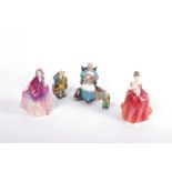 Three Royal Doulton figurines: Nanny (HN2221), Sweet Anne (HN1496) with Cerise colour ivory,