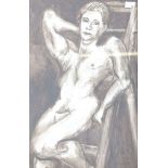 Keith Vaughan (1912-1977)Nude posing against a ladderPreparatory sketch on paper Signed lower