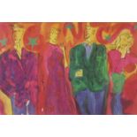20th Century SchoolTwo couples at a partyLithographUnsigned100 x 70cm